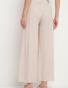 airisa Pantaloni largi Palazzo din bumbac bej deschis cu talie înaltă și elastic în talie Nellsie