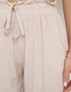 airisa Pantaloni largi Palazzo din bumbac bej deschis cu talie înaltă și elastic în talie Nellsie