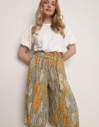 airisa Pantaloni Largi Verde Deschis cu Talie Înaltă și Bumbac și Elastic în Talie Opefia