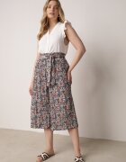 airisa Pantaloni Negru-Roz Largi Plisați din Bumbac și cu Elastic în Talie Legați cu o Curea Closofia