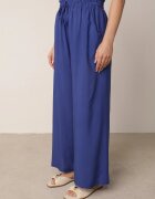 airisa Pantaloni Palazzo bleumarin largi de bumbac cu talie înaltă și elastic în talie Nelonia
