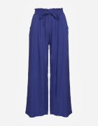 airisa Pantaloni Palazzo bleumarin largi de bumbac cu talie înaltă și elastic în talie Nelonia