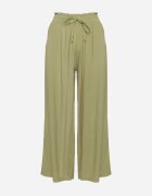 airisa Pantaloni Palazzo Verzi din Bumbac Ample cu Talie Înaltă și Elastic în Talie Nellsie