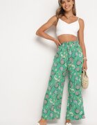 airisa Pantaloni Verzi din Bumbac în Stil Boho cu Picioare Largi și cu Elastic în Talie Jelvia
