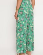airisa Pantaloni Verzi din Bumbac în Stil Boho cu Picioare Largi și cu Elastic în Talie Jelvia