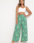 airisa Pantaloni Verzi din Bumbac în Stil Boho cu Picioare Largi și cu Elastic în Talie Jelvia