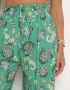 airisa Pantaloni Verzi din Bumbac în Stil Boho cu Picioare Largi și cu Elastic în Talie Jelvia