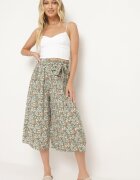 airisa Pantaloni Verzi Largi Plisați din Bumbac cu elastic în talie și curea de legat Closofia