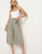 airisa Pantaloni Verzi Largi Plisați din Bumbac cu elastic în talie și curea de legat Closofia