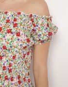 airisa Rochie Alb-Verde Din bumbac Midi cu Imprimeu Floral Stil Spaniolă Anirpe