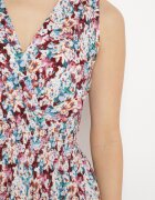 airisa Rochie Bordeaux și Albastră din bumbac petrecută cu croială evazată cu imprimeu floral Brosa