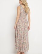airisa Rochie cloș verde deschis din bumbac cu imprimeu floral cu nasturi Jamallia