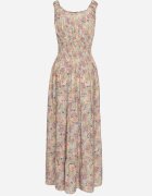 airisa Rochie cloș verde deschis din bumbac cu imprimeu floral cu nasturi Jamallia