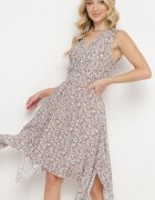 airisa Rochie Galben-Roz din Bumbac Elastic cu Tiv Asimetric și Elastic în Talie Penelorea