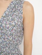 airisa Rochie Granat-Bej din Bumbac Elastic cu Tiv Asimetric și Elastic în Talie Penelorea
