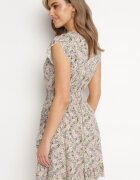 airisa Rochie Gri-Roz Din bumbac cu elastic în talie cu imprimeu floral Pledoria