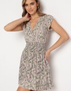 airisa Rochie Gri-Roz Din bumbac cu elastic în talie cu imprimeu floral Pledoria