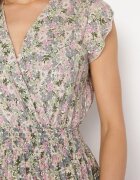 airisa Rochie Gri-Roz Din bumbac cu elastic în talie cu imprimeu floral Pledoria