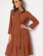 airisa Rochie Maro Stil Cămașă Din Bumbac Cu Croială Evazată Și Nasturi Tubia