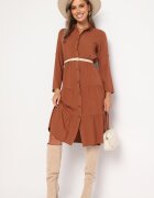 airisa Rochie Maro Stil Cămașă Din Bumbac Cu Croială Evazată Și Nasturi Tubia