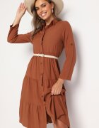 airisa Rochie Maro Stil Cămașă Din Bumbac Cu Croială Evazată Și Nasturi Tubia