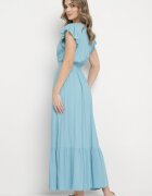 airisa Rochie Maxi Din bumbac Albastră deschis cu decolteu petrecut Evazată Xaliara