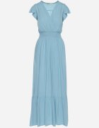 airisa Rochie Maxi Din bumbac Albastră deschis cu decolteu petrecut Evazată Xaliara