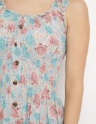 airisa Rochie Mentă Evazată din Bumbac cu Imprimeu Floral cu Nasturi Jamallia