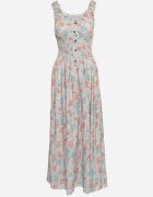 airisa Rochie Mentă Evazată din Bumbac cu Imprimeu Floral cu Nasturi Jamallia