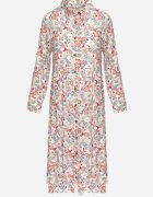 airisa Rochie Midi Alb-Roz Florală cu un Croi Evazat Glevia