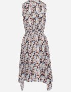 airisa Rochie petrecută bleu marin-bejă din bumbac cu croi evazat cu imprimeu floral Brosa