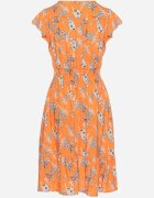 airisa Rochie Portocalie de Bumbac cu Decolteu Petrecut cu Flori Akariela