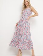 airisa Rochie Roz deschis Evazată Din bumbac Cu imprimeu floral Cu nasturi Jamallia