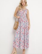 airisa Rochie Roz deschis Evazată Din bumbac Cu imprimeu floral Cu nasturi Jamallia
