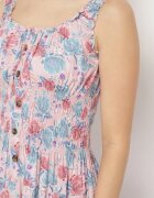 airisa Rochie Roz deschis Evazată Din bumbac Cu imprimeu floral Cu nasturi Jamallia