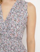 airisa Rochie roz-verde din bumbac elastic cu tiv asimetric și elastic în talie Penelorea