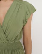 airisa Rochie Verde de Bumbac Maxi cu Decolteu Petrecut Cloș Xaliara