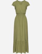 airisa Rochie Verde de Bumbac Maxi cu Decolteu Petrecut Cloș Xaliara