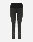 alina Izolați leggins cu bumbac cașmir și talie înaltă decorați cu dantelă Selide Gri