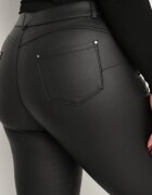 alina Pantaloni Negri Slim din Piele Ecologică Emiliara