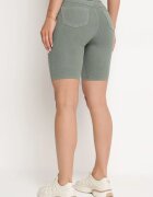alina Pantaloni scurți Jeans Verzi cu elastic în talie și talie înaltă Kivolia