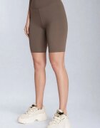alina Pantaloni scurți maronii de ciclism cu talie înaltă și elastic în talie Velfea