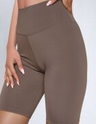 alina Pantaloni scurți maronii de ciclism cu talie înaltă și elastic în talie Velfea
