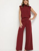 allyson Complet Bordo Bluză cu Legătură și Pantaloni Largi Halazea
