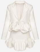 allyson Costum Alb Decorat cu volane Sacou și Fusta-Pantaloni scurți Voelia