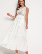 allyson Rochie Albă cu croială cloș cu broderie ajurată Rivanta