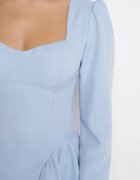 allyson Rochie Albastră De Cocktail cu Croială Evazată cu Volane și Corset Farian