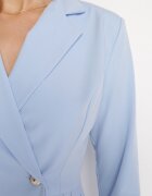 allyson Rochie albastră deschisă evazată mini cu decolteu petrecut și pliuri la bază Lontasa