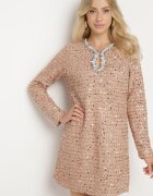 allyson Rochie Bej-Aurie De Cocktail Cu Paiete Croi Tip Cutie Sewilena
