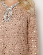 allyson Rochie Bej-Aurie De Cocktail Cu Paiete Croi Tip Cutie Sewilena